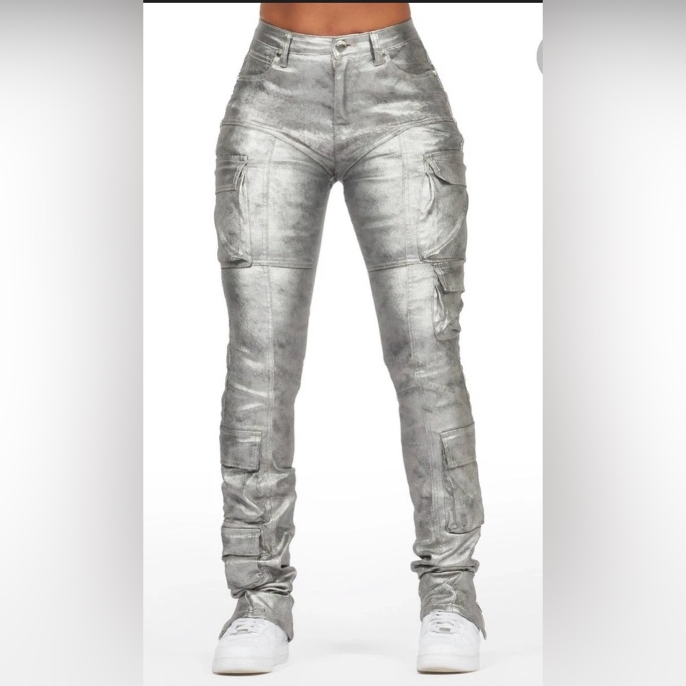Obey Silver Metallic Utility Joggers